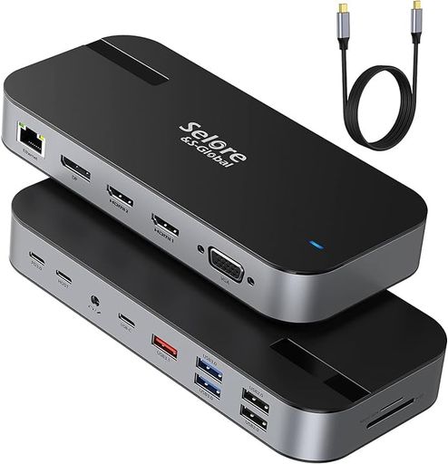 USB C ドッキングステーション type c Dock 【16 in 1】 3画面モード トリプルディスプレイ対応 87W出力 デュアル 4K HDMI出力ポート (16in1)｜アクアデイリーストア