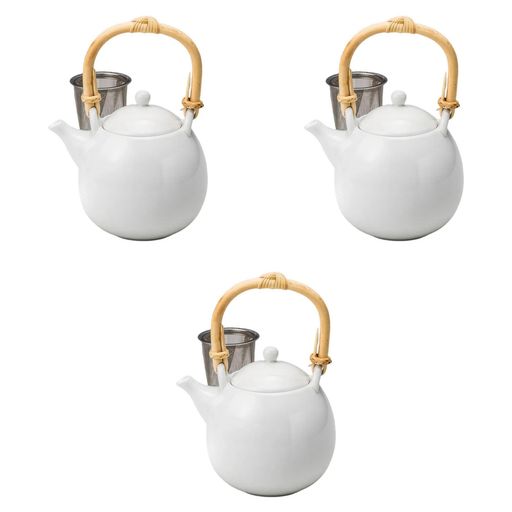 3個セット白磁玉土瓶(カゴアミ付)[13x10.5x11.3cm(470cc)]|土瓶中国製セトモノホンポ(Setomonohonpo)