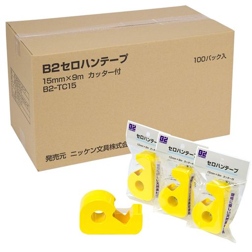 ホリアキセロハンテープ小巻切り手付き添い人100個15粍幅x9m巻B2-TC15_100