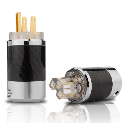 Monosaudioオーディオ用電源プラグ金メッキ真鍮カーボンファイバー製シェル3ピン電源コネクタ15A250VパワープラグインレットプラグIEC320C13コネクターペアハイエンドオーディオグレード