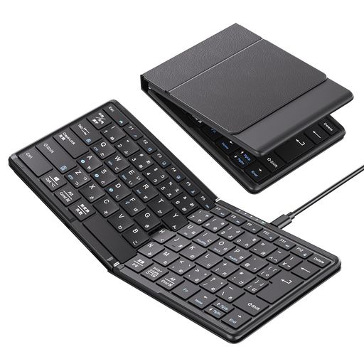 Omikamo 有線\u0026無線電話両用 ipad 鍵盤 Bluetooth 折りたたみ JIS標準尺度日本語割りつける 決定づけるShift足懸かり/L型Enter足懸かり積み上げる 無線電話 スマホ用 パウダーコンパクト 軽さ 薄型 IOS/Windows/Mac/Android相応う