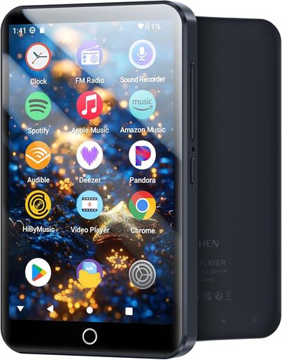 MECHEN160GBMP3プレーヤー4インチAndroid13mp3プレーヤー多機能音楽プレーヤーデジタルオーディオプレーヤー動画再生・FMラジオ・2.4GHz/5GHzWiFi・Bluetooth5.0アプリインストール可能