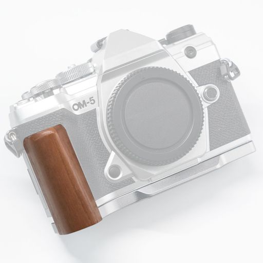 Iborrys 高級レトロ実木 カメラグリップ 、対応 OM SYSTEM/オリンパス OM-5 カメラ 、 専用 L型クイックリリース プレート 職人手作り プレミアム天然 木製ハンドル (クルミ銀板)|アクアデイリーストア