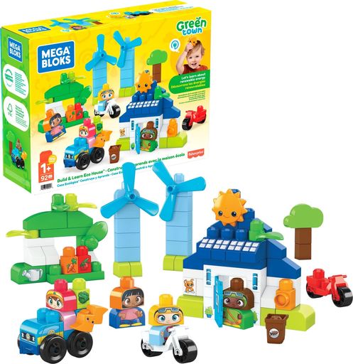 マテル(MATTEL)メガブロック(MEGABLOKS)グリーンタウン自然エネルギーとエコハウス乗りものとおうちのセット【ブロックセット】【ブロックピース数:88ピース】【1才~】HCG36