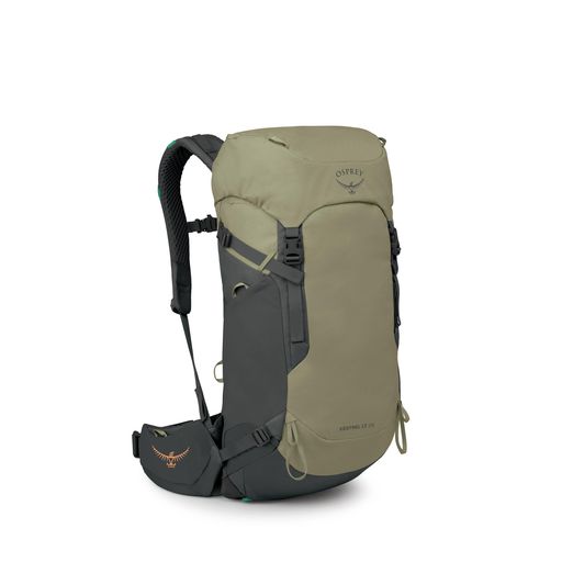 OspreyKestrelLT28Lメンズバックパッキングバックパック-軽量ハイキング\u0026トラベルバッグ防水レインカバー付きオリーブタン