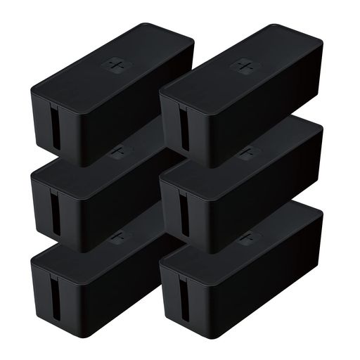 JEJアステージ(JEJAstage)ケーブルボックスコード収納配線収納日本製ブラック幅41x奥行16x高さ14cm6個セット