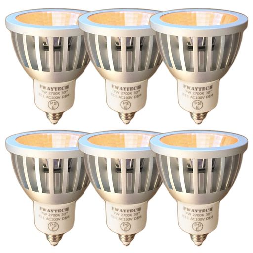 FWAYTECH スポットライト led e11 COB7W JDRφ50 ダクトレールLEDスポットライト ハロゲンランプ60W~75W相当 密閉器具対応 ダイクロハロゲン 6個セット (電球色相当(2700K), 本体銀 (中角30度) E11口金｜アクアデイリーストア