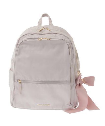 MaisondeFLEUR(メゾンドフルール)撥水産業ポケットリボンリュックグレイッシュピンクF背嚢・うしろ側風呂敷き包み08000806700
