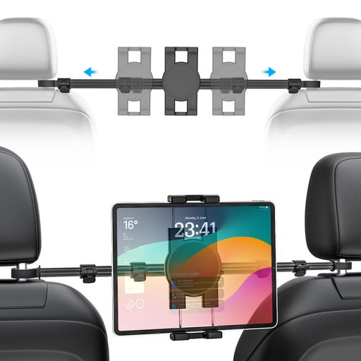 woleyi【最新進化アーム】車載ホルダーヘッドレストタブレットホルダー後部座席用ipadホルダー【875mm伸縮アーム】真ん中固定クリップ式カーiPadスタンド4.7-13インチ全機種対応取り付け簡…