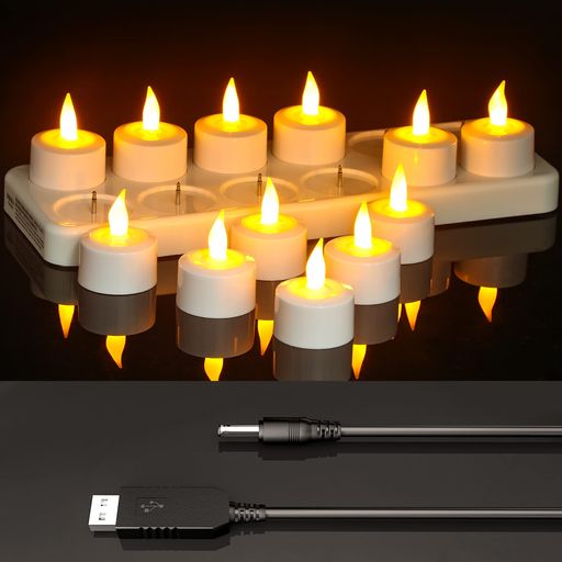 無炎充電式LEDキャンドル充電式ledキャンドル充電式キャンドルライト12個セット屋内屋外USB充電式雰囲気が良い飾りクリスマスツリー飾りハロウィーン結婚式誕生日パーティーホリデース…