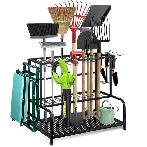 HEEOREV ガーデンツールオーガナイザー ガーデニング 棚 収納 ラック (61x40.5x71cm)掃除用具 収納 キャスター付き 移動が容易 掃除道具 農具 収納 多機能倉庫 ガレージ、物置、地下室に最適 (…|アクアデイリーストア