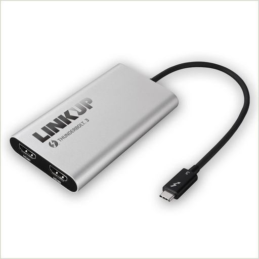 LINKUP-[認証済]Thunderbolt3とデュアルHDMI2.0アダプタMac+Windowsハブドックコネクタ拡充機器|UltraHD4K60Hz|Thunderbolt