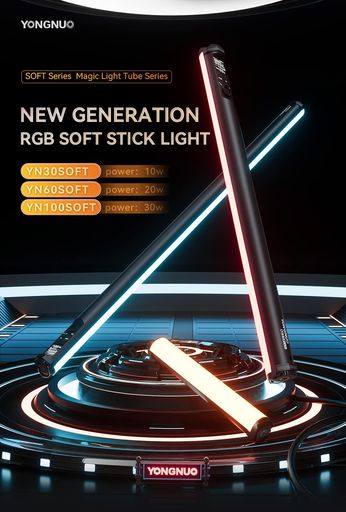 YONGNUOYN60SOFTビデオライト効率20Wワンドスティック写真ライトRGBフルカラー2000K-10000K31スペシャルシーンモード撮影照明ライト高輝度LED
