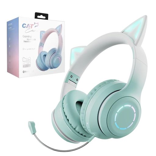 WANCHIY猫耳ヘッドホンオーバーイヤーゲーミングヘッドセットbluetooth5.1マイク付きワイヤレス有線/無線両用LEDライト伸縮式折りたたみ式HiFi通話対応iPhone/iPad/Android/PC