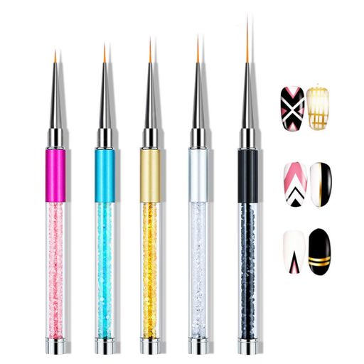 ネイルブラシ極細キャップ付き5本セットライナーブラシジェルブラシライナー6mm7mm9mm1cm2.1cmネイル筆ラインストーンネイルアートペンアート用ブラシ画像