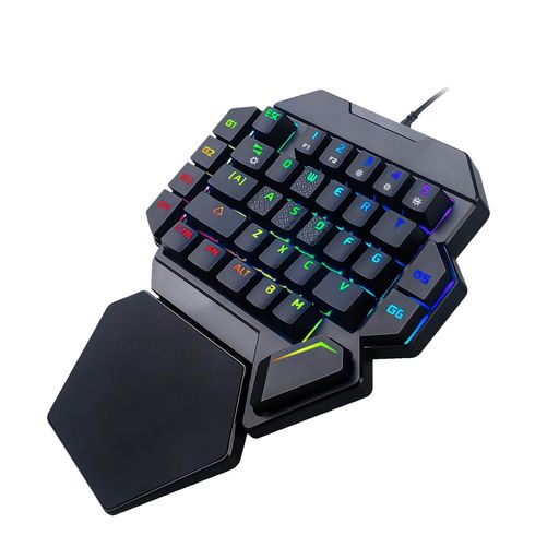 buruberi片手キーボードゲーミングキーボードメカニカル青軸左手用キーパッド35キーLEDバックライトRGB発光リストレスト付きUSB有線Windows/Mac対応FPS/TPSゲームに最適