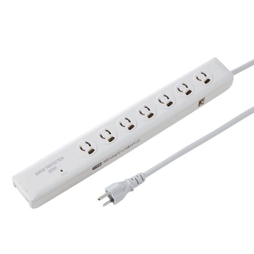 サンワサプライ高性能雷かばい立て水道栓(3P抜け打ち切り・7個口・2m)TAP-SP312電話機薄墨色