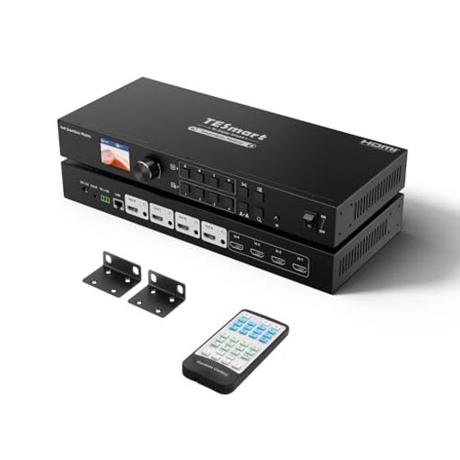 TESmart HDMI マトリックス 4入力4出力 シームレス切り替え器 1080p@60Hz 4x4 切替器 4PC4ディスプレイ用 スプリッター オーディオ出力ポート4つ シーンプリセット機能 メモリ機能 LANとRS232制御｜アクアデイリーストア