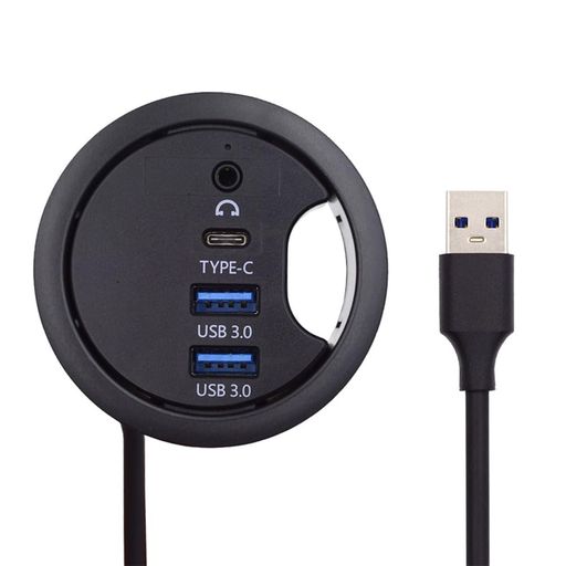 XiwaiUSB3.0ハブスプリッターサウンドカードUSB-C2ポートUSBマルチポートエクスパンダー高速TypeCデータポート60mmデスクグロメットドックステーションヘッドホンマイクオーディオインターフ…
