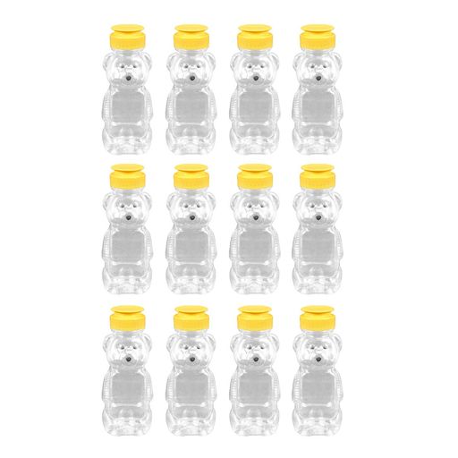 Cabilockクマ蜂蜜ボトルジャー付きフリップトップリッドキャップ240mlスクイーズクマプラスチック空のディスペンサー用ハニーシロップ調味料パーティー12ピース