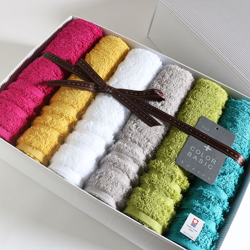 今治西洋手ぬぐい 足し加える色合い コンテックス 差し上げ物書き割りimabari towel KONTEX PlusColor GiftSet人間の顔西洋手ぬぐい6枚のし荷拵え無料 ギフトラッピング無料