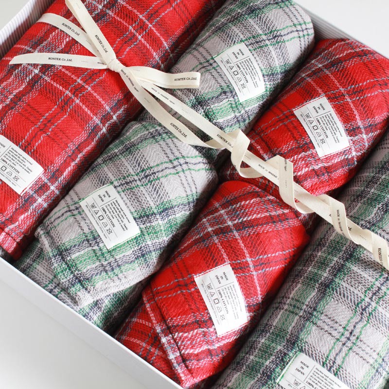 今治西洋手ぬぐい コンテックス タータンチェック 差し上げ物書き割り Imabari Towel Kontex Tartan Check GiftSet Size L2枚xSize M4枚差し上げ物荷造り無料 のし無料【今治西洋手ぬぐい コンテックス 差し上げ物】