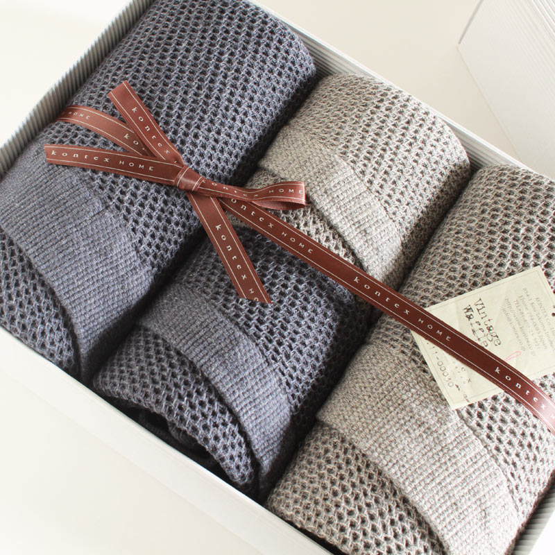 今治西洋手ぬぐい コンテックス ヴィンテージワッフル 差し上げ物書き割りImabari Towel Kontex Vintage Waffle  GiftSetSize L 2枚 x Size M 2枚ギフトラッピング無料 のし無料