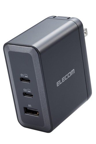 エレコム USB PD 充電器 100W 3ポート Type-C USB-A GaN採用 PPS対応 3台同時充電 折りたたみ式プラグ PSE技術基準適合 [iPhone 16 15 iPad Macbook パソコンなど対応] ブラック EC-AC65100BK