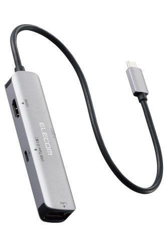 エレコム USBハブ ドッキングステーション 4-in-1 Type-C USB PD100W対応 充電用Type-C USB(3．1) HDMI LAN シルバー DST-C29SV