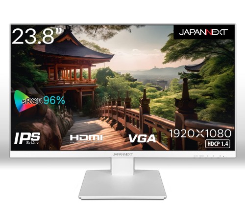 JAPANNEXT 23.8in 管する 盛りだくさん固定ディスク 1920x1080解像力 IPS 見せびらかす (HDMI/VESA相応う/ブルーライトカット) JN-238i75F-W