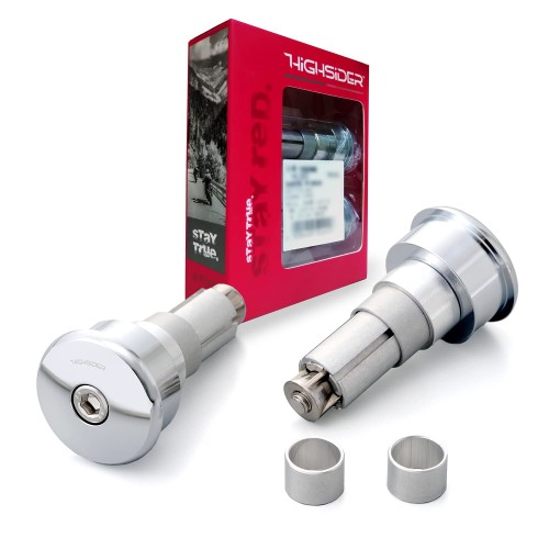 デイトナ(Daytona) バーエンドミラー アダプター バイク 汎用タイプ ハンドル内径12-22mm対応 左右セット HIGHSIDER(ハイサイダー) カーブ クローム 15096