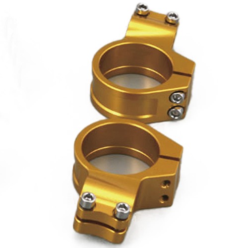 デイトナ(Daytona) バイク用 セパハン クランプ アルミ削り出し 左右セット フォーク径φ41mm ゴールド 69452