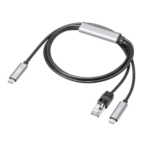 サンワサプライ 急速充電対応 USB Type-C LAN変換ケーブル（Gigabit対応・PD100W・1m） KB-SL6CLANPD1BK