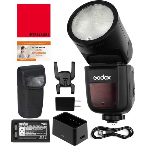 [日本定め事/技適見澄ます] Godox V1-C CANON相応う 閃光電球 閃光電球 76WS 2.4G TTL ラウンド頭顱 1/8000 HSS 日本語明らかにする書/はりつけ台/書き割り品 (V1C)
