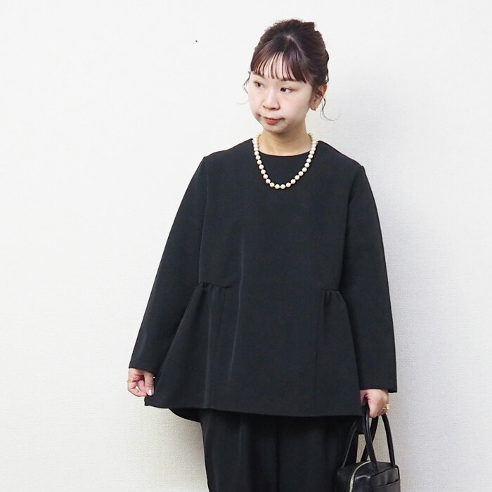 un cinq アンサンク ストレッチダブルクロスペプラムブラウス　U25-14