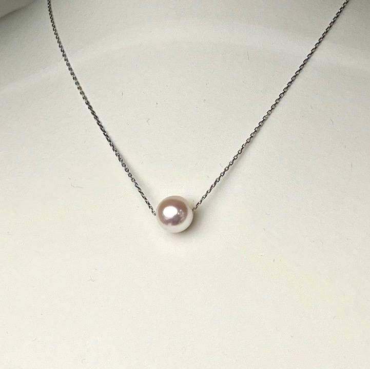 スルーネック7.5ｍｍ 40cm あこや真珠 シルバー SV 925 カットアズキ 宇和島産 あこや真珠 宇和島 本真珠 アコヤ パール kps230