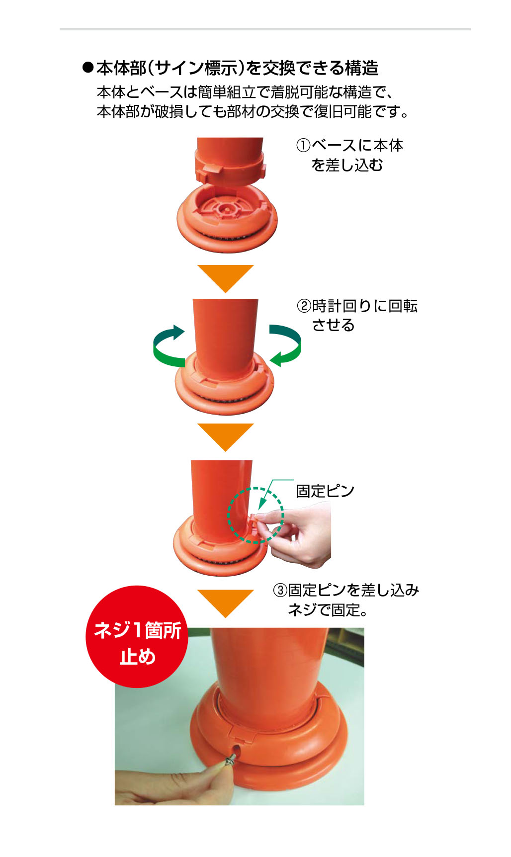 積水 車線分離標 ポールコーンＣＩＴＹ Ｒ 一本脚 Ｍ２４ ＰＣＣＴＲ