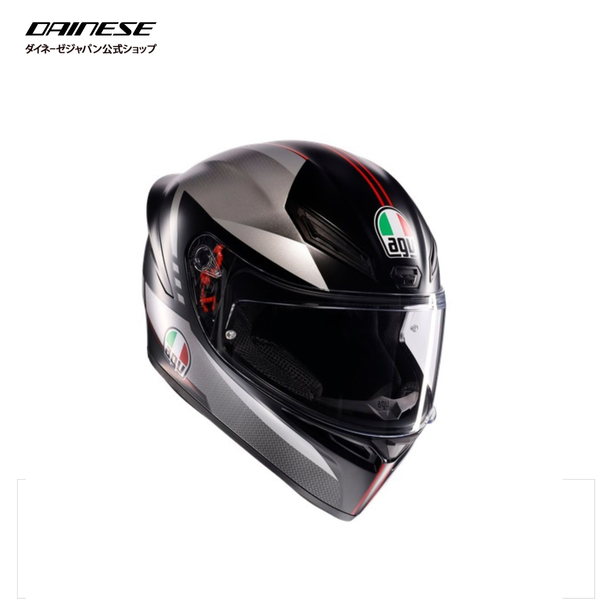 【公式】K1 S JIST Asian Fit-LAP MATT BLACK/GREY/RED　 安心の保証付き バイク用 フルフェイスヘルメット AGV(エージーブイ)