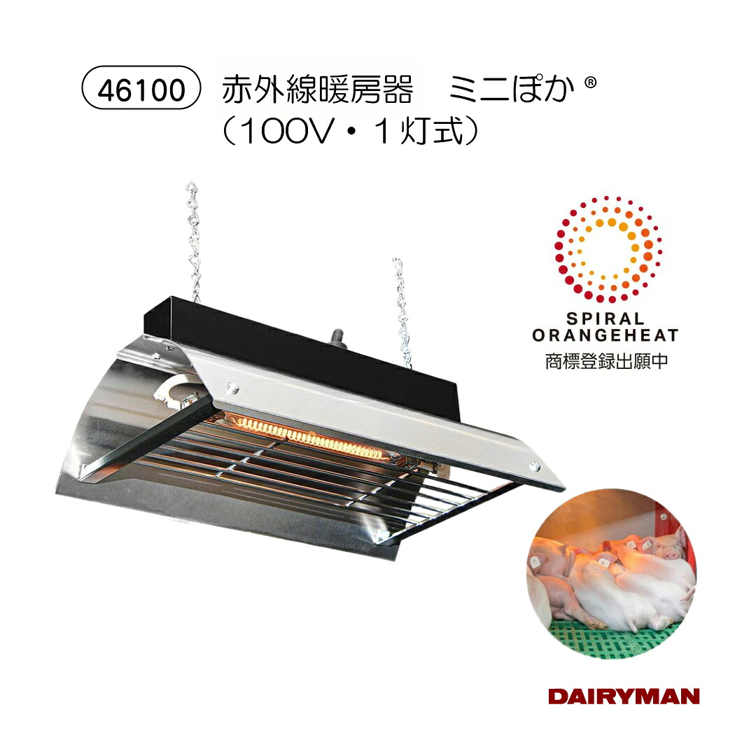暖房器具 まとめ買いでお得に！【 赤外線暖房器 ミニぽか 100Ｖ １灯式 / 替え電球 】 赤外線であったか 仔豚 子豚 仔牛 子牛 産卵期 親鳥 養鶏 ひよこ 保温 育成保温 暖房 HCM-1024A 吊り下げ式 チェーンが切れると電源オフ 強弱切替 METORO メトロ電気工業株式会社