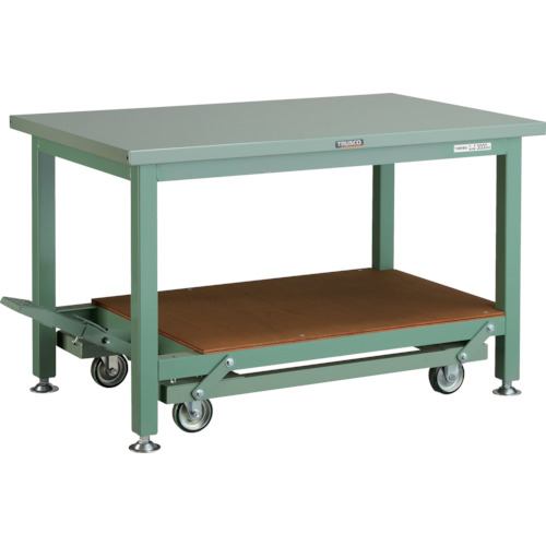 トラスコ中山 【個人宅不可】 TRUSCO 重荷重作業台移動式（3000kg）TWC型 1200X750XH740 基本タイプ グリーン色 STWC-1200 [1-240-6101]｜ＤＡＩＳＨＩＮ工具箱　店