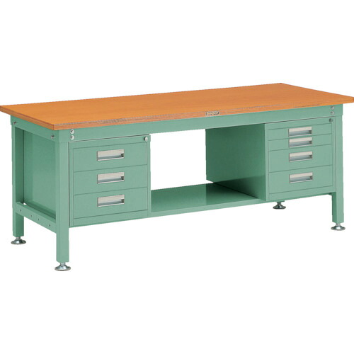 トラスコ中山 【個人宅不可】 TRUSCO 中荷重作業台（1200kg）HW型 1500X750XH740 3段・4段引出付 グリーン色 緑 HW-1500D3 D4 [1-278-2731]｜ＤＡＩＳＨＩＮ工具箱　店