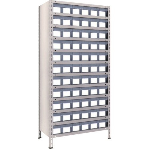 トラスコ中山 【別途送料】 TRUSCO スチールラック 軽量棚 875X450X1800 樹脂引出透明 小X66 ネオグレー 63X-812C11 [1-503-3969]