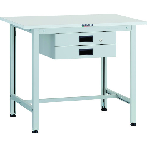 トラスコ中山 【別途送料】 TRUSCO 軽荷重作業台（200kg）AO型 900X600XH740 薄型2段引出付 ホワイト色 AO-0960UDK2 [1-125-9123]｜ＤＡＩＳＨＩＮ工具箱　店