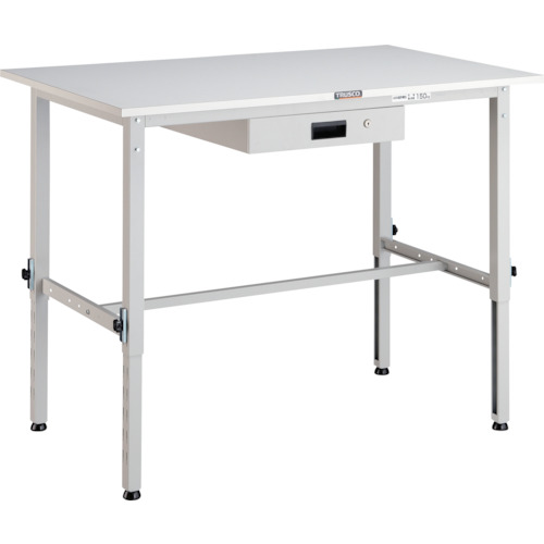 トラスコ中山 【個人宅不可】 TRUSCO 軽荷重作業台高さ調節式（150kg）AEM型 900X600XH650～950 薄型1段引出付 ホワイト色 AEM-0960UDK1 W [1-466-7417]｜ＤＡＩＳＨＩＮ工具箱　店