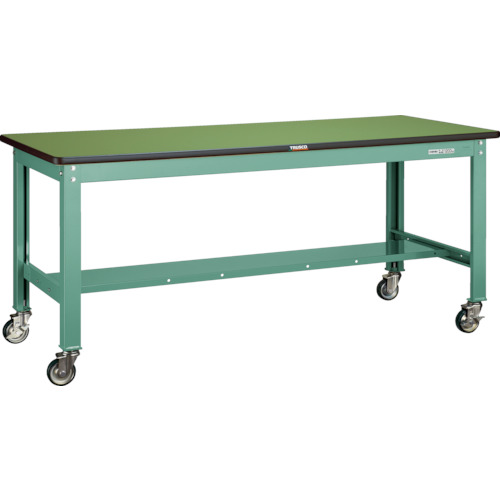 トラスコ中山 【個人宅不可】 TRUSCO 中荷重作業台（300kg）HW型 1800X900XH831 100ウレタンキャスター付 グリーン色 緑 SHW-1809CU100 [1-770-3431]｜ＤＡＩＳＨＩＮ工具箱　店