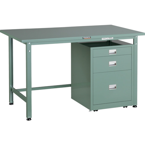 トラスコ中山 【個人宅不可】 TRUSCO 軽荷重作業台（300kg）AE型 1200X750XH740 3段キャビネット付 グリーン色 SAE-1200UDC111 [1-467-2801]｜ＤＡＩＳＨＩＮ工具箱　店