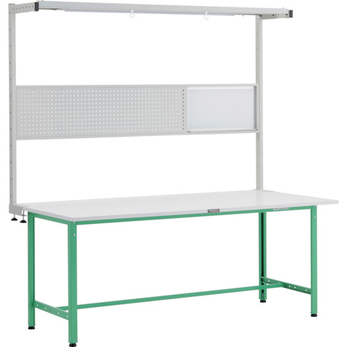 トラスコ中山 【個人宅不可】 TRUSCO 軽荷重作業台（300kg）AE型 1800X900XH1948（全高） ツールハンガーフルセット付 ヤンググリーン色 AE-1809THFS YG [1-247-7309]｜ＤＡＩＳＨＩＮ工具箱　店