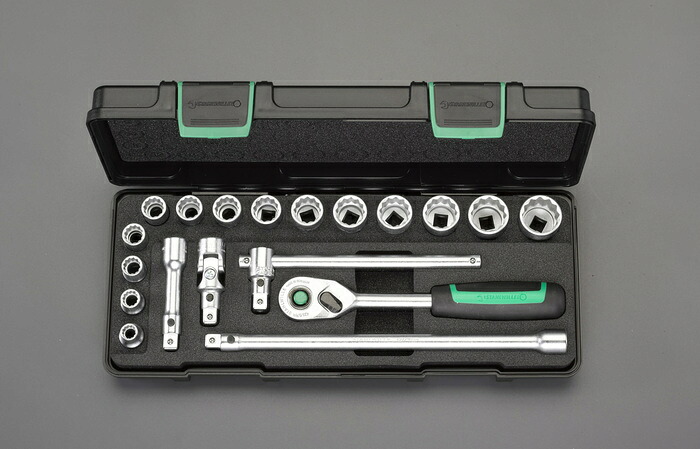 エスコ ESCO 【個人宅不可】 3/8&rdquo;DR ソケットレンチセット EA617CC-1A [2-0284517]｜ＤＡＩＳＨＩＮ工具箱　店