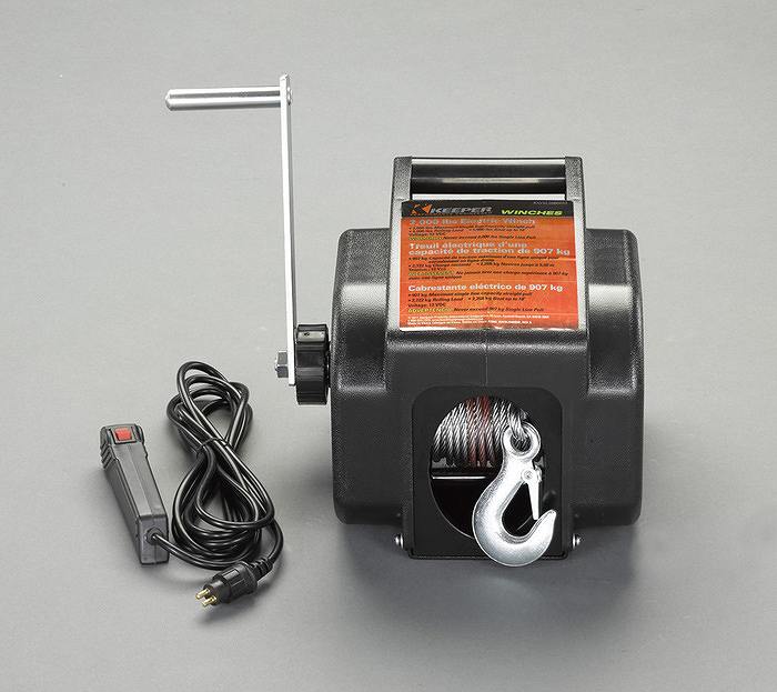 エスコ ESCO 【個人宅不可】 DC12V/ 907kg 電動ウィンチ（直流） EA840DK-32 [2-1230657]｜ＤＡＩＳＨＩＮ工具箱　店
