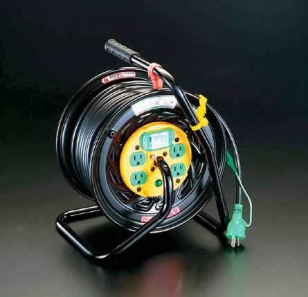 エスコ ESCO 【個人宅不可】 AC125V/22A/30m コンセンント固定リール（漏電遮断付） EA815DA-3 [2-0433175]｜ＤＡＩＳＨＩＮ工具箱　店